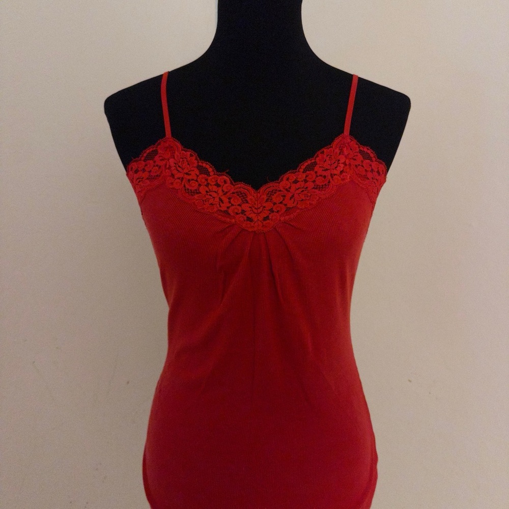 Worthington Red Camisole with Lace Detail